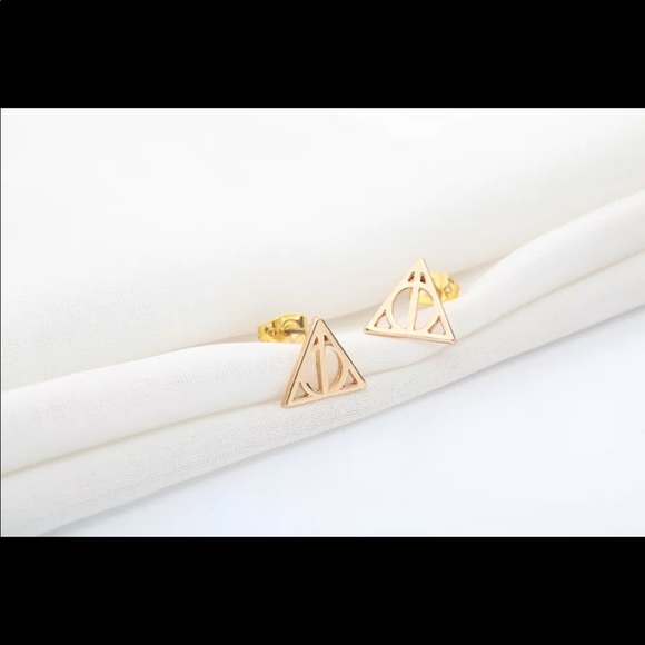 Gold Filled Deathly Hallows Earrings - Picture 2 of 2